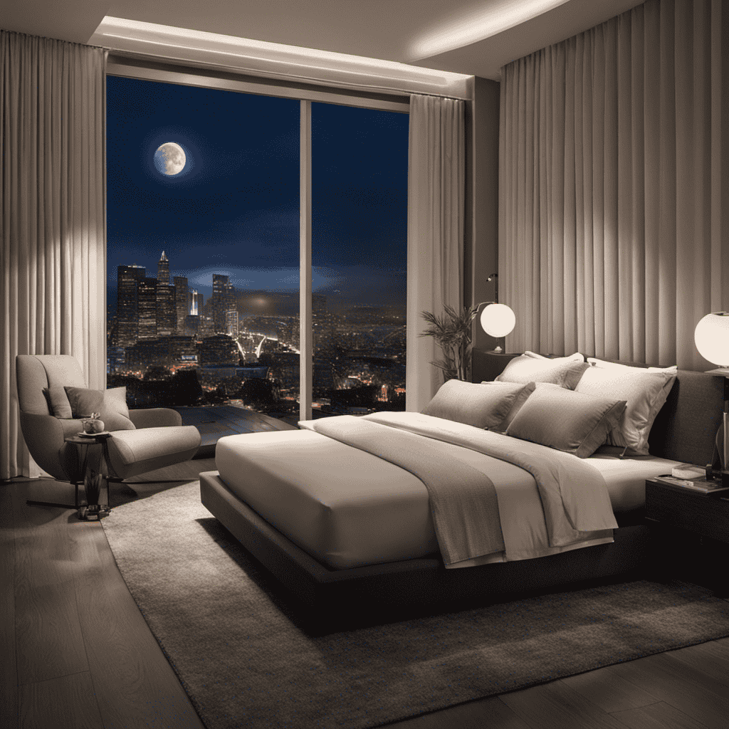 An image showcasing a serene bedroom at night, bathed in soft moonlight