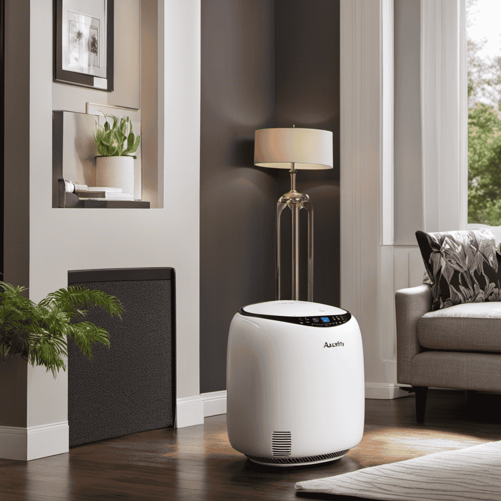 An image capturing the interior of a home, highlighting the Austin Healthmate Air Purifier