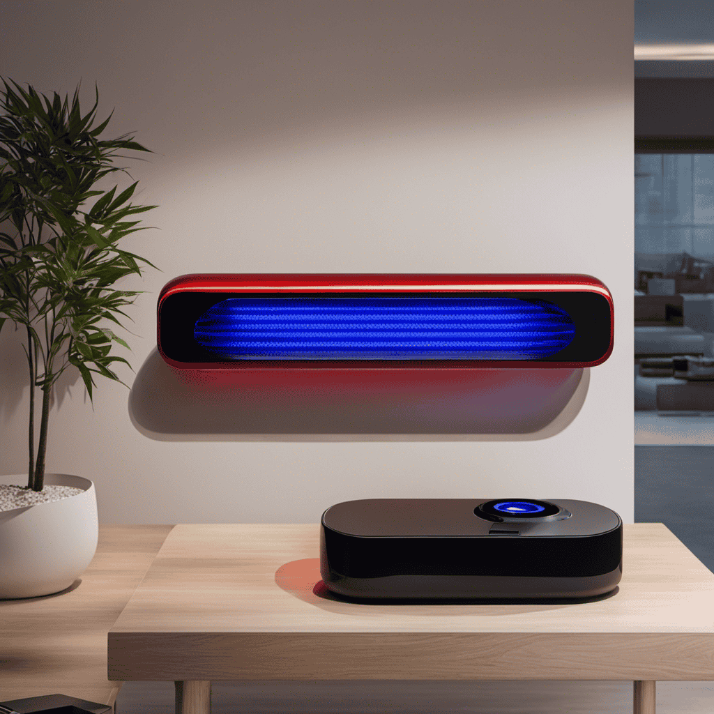 An image that showcases a Blue Air Purifier 211 with a vibrant red light illuminating, indicating a potential issue