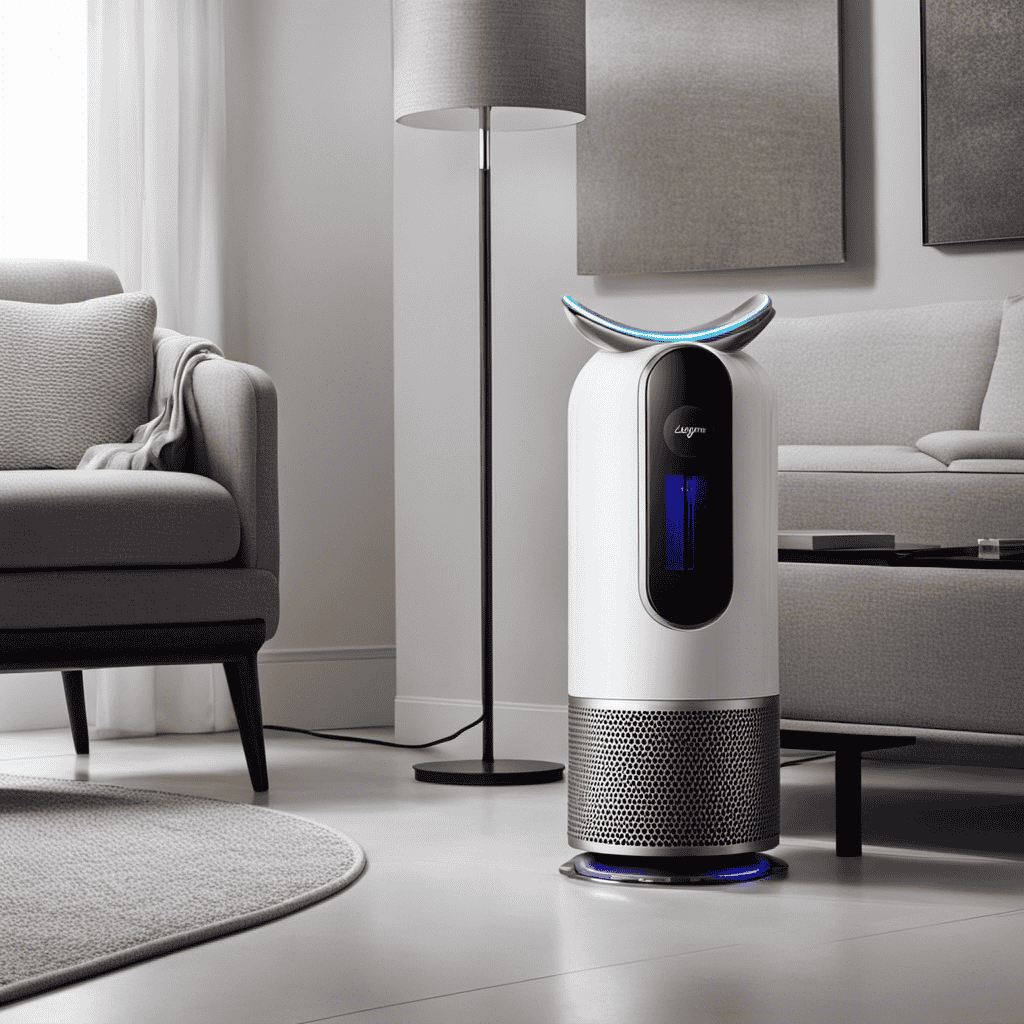 An image showcasing a close-up of a Dyson Hot Cold Air Purifier, with its sleek design and filters visibly in focus