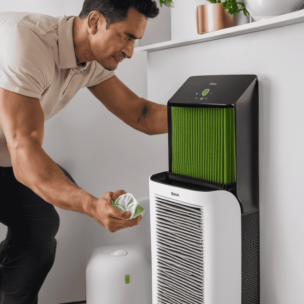 An image showcasing the step-by-step process to clean the Ecobox Air Purifier