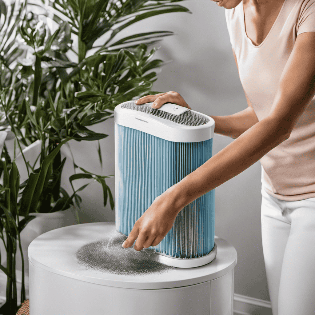 An image showcasing the process of cleaning the Germguardian Air Purifier filter