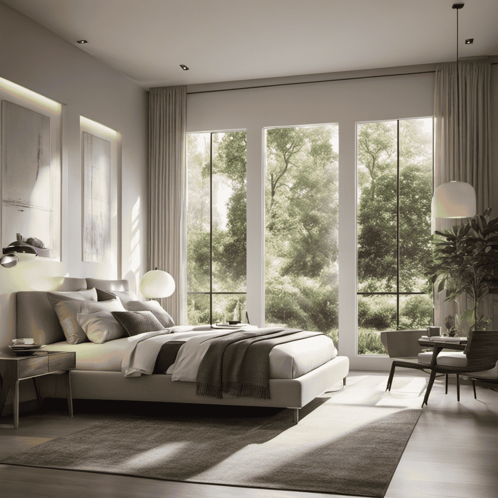 An image showcasing a serene bedroom filled with fresh, crisp air