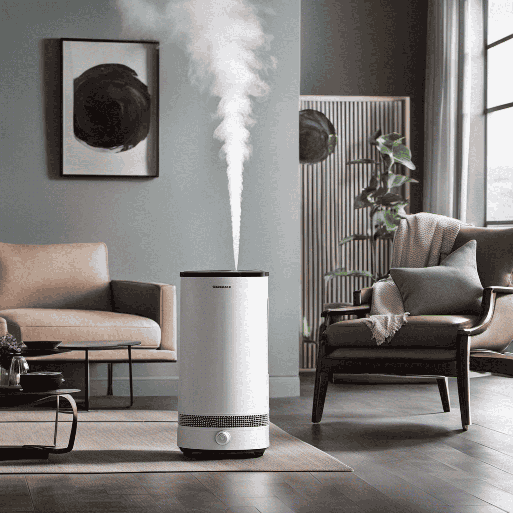 An image showcasing a combination room air purifier and humidifier in action