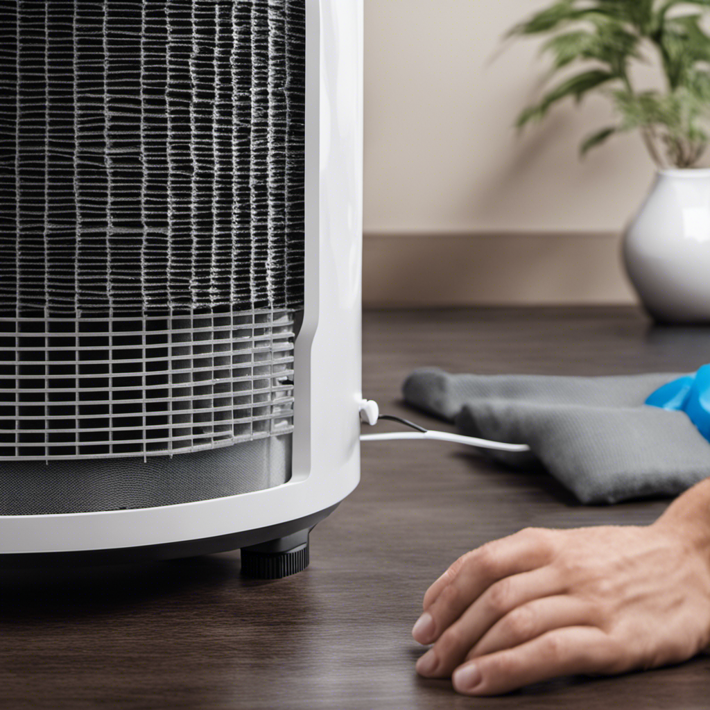 An image that showcases the step-by-step process of cleaning a HEPA filter in an air purifier