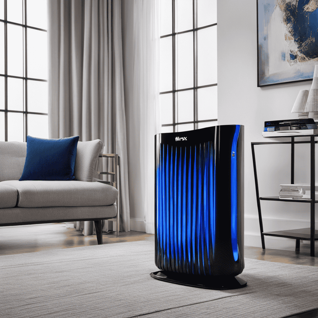 An image showcasing a close-up of the Winnix Air Purifier's plasmawave technology in action