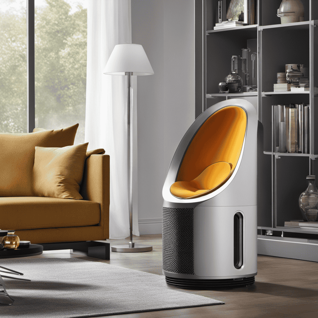 An image showcasing the inner workings of a Dyson Air Purifier, revealing its advanced filtration system, HEPA filter, activated carbon layers, and innovative technology that captures and eliminates pollutants with precision