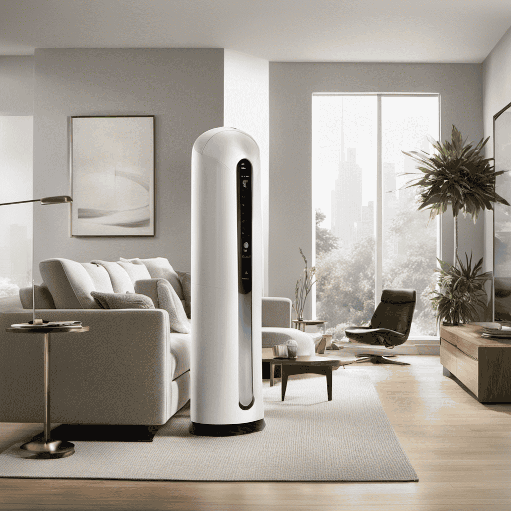 An image that showcases an air purifier in action, removing unpleasant odors from the surrounding environment
