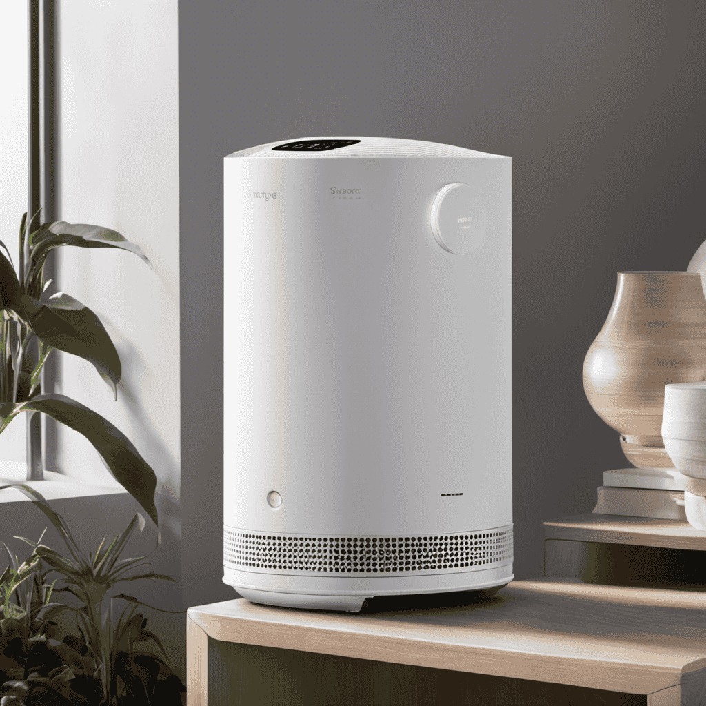 An image showcasing an air purifier with a built-in sensor, surrounded by a diverse range of pollutants such as dust, smoke, and pet dander