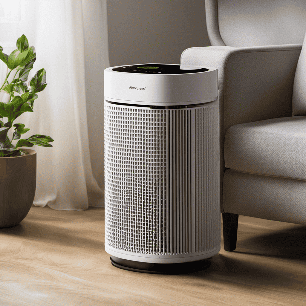 An image showcasing an air purifier's intricate sensors: tiny, high-tech devices embedded within the device, precisely detecting pollutants such as dust, smoke, and allergens in the air, ensuring clean and breathable surroundings