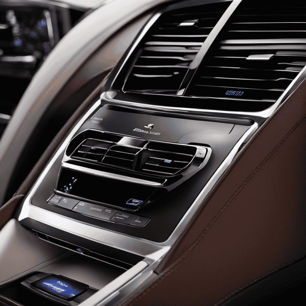 An image of a sleek Ionizer Air Purifier seamlessly integrated into a car's interior