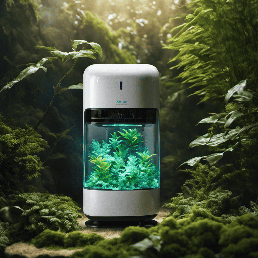 An image showcasing a Nature Fresh Air Purifier in action, depicting microscopic molds being trapped and eliminated by the purifier's advanced filtration system