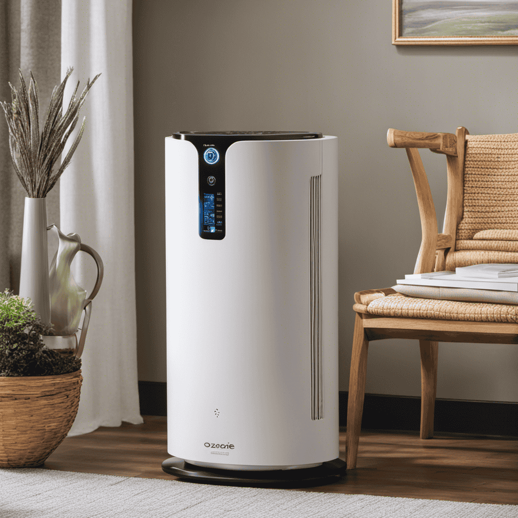 An image showcasing an ozone air purifier in action