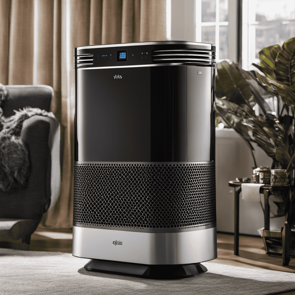 An image showcasing the intricate inner workings of the Idylis Air Purifier, revealing its powerful filtration system, multiple air vents, activated carbon filter, and HEPA filter, purifying the air effortlessly