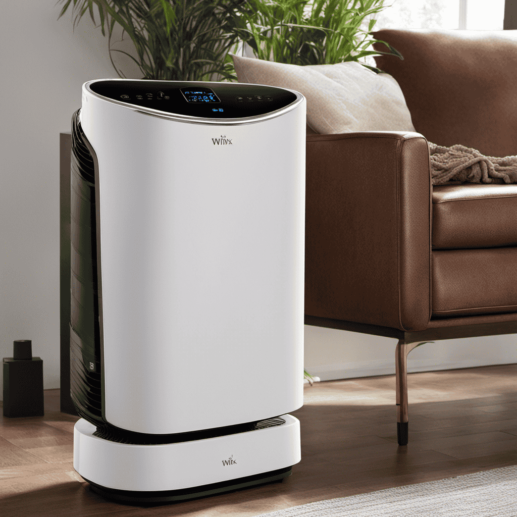 A captivating image showcasing the intricate inner workings of a Winix Air Purifier: vibrant filters effectively trapping allergens, a powerful fan circulating purified air, and innovative sensors ensuring clean, fresh air in every corner