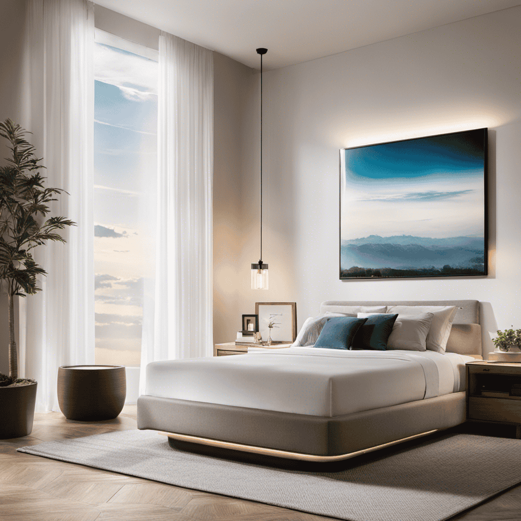 An image showcasing a serene bedroom setting, illuminated by soft natural light
