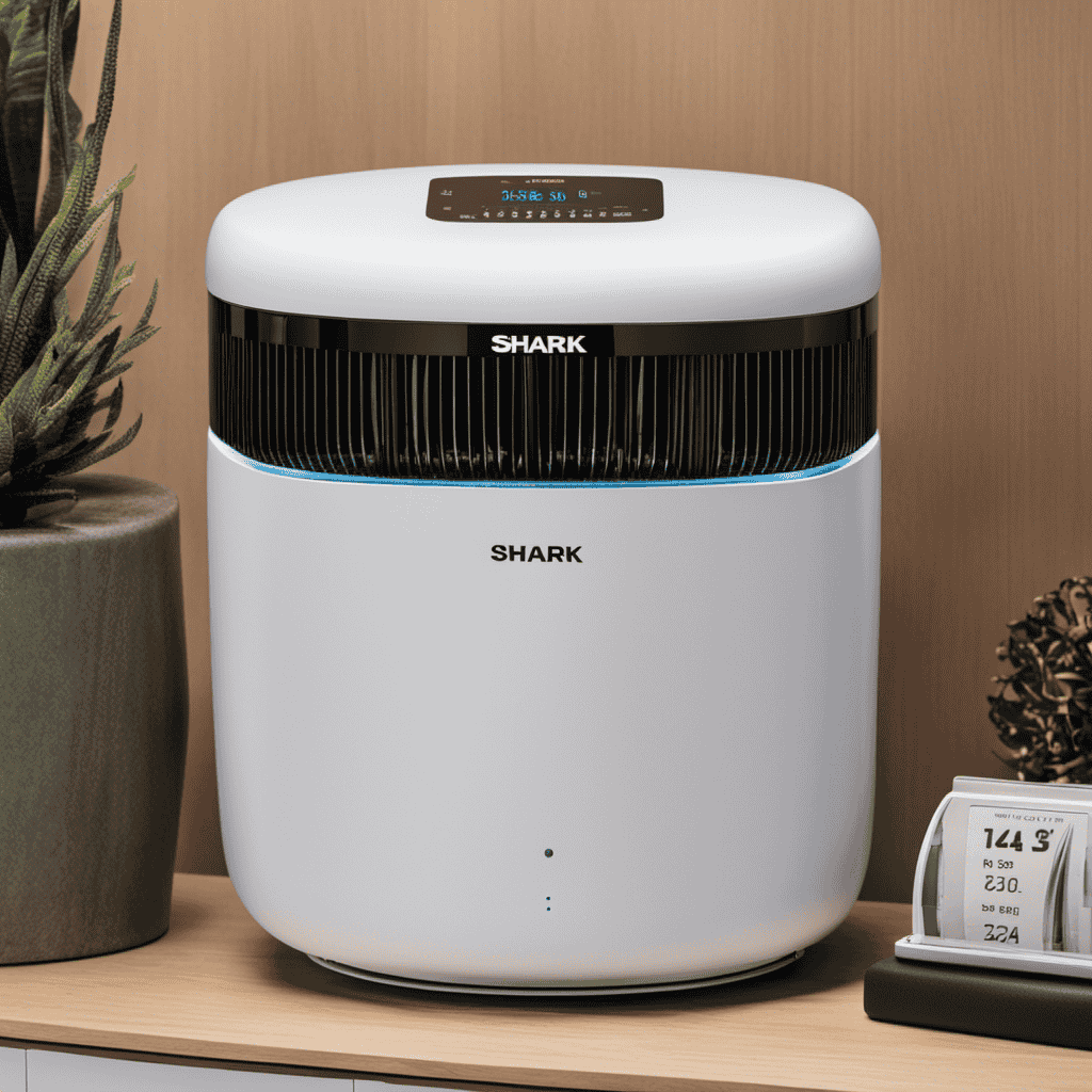 An image featuring a close-up of a Shark air purifier, with its filter visibly clean and intact