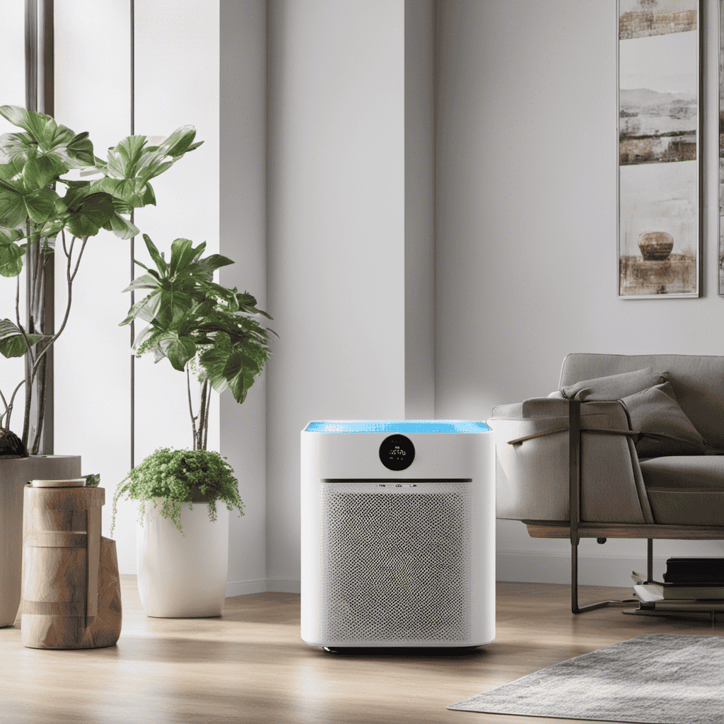 An image featuring an air purifier with a transparent casing, showcasing a pristine filter, free from dust particles