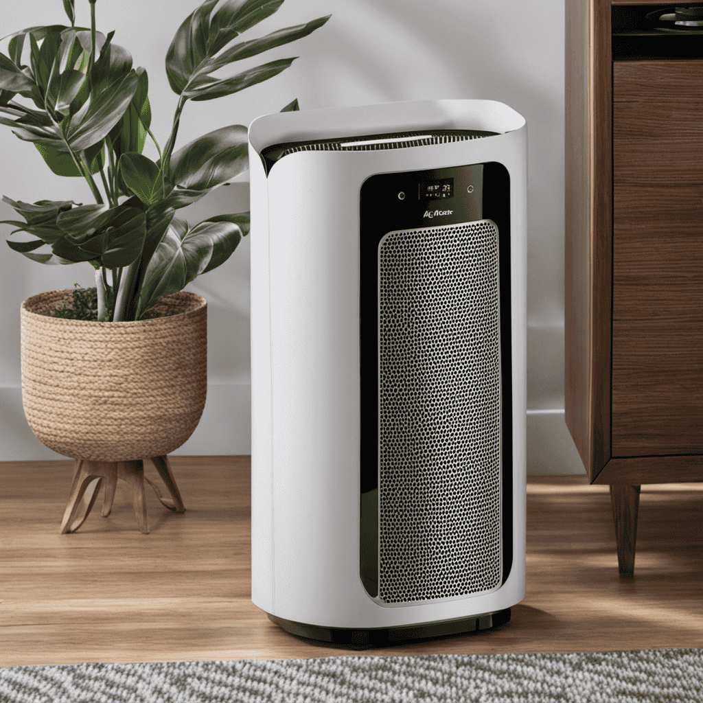 An image showcasing a brand new air purifier with a pristine carbon pad