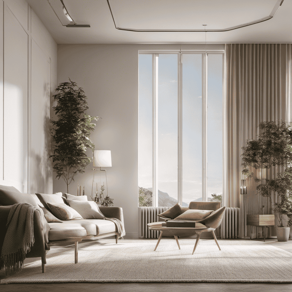 An image depicting a spacious, sunlit room with dust particles suspended in the air