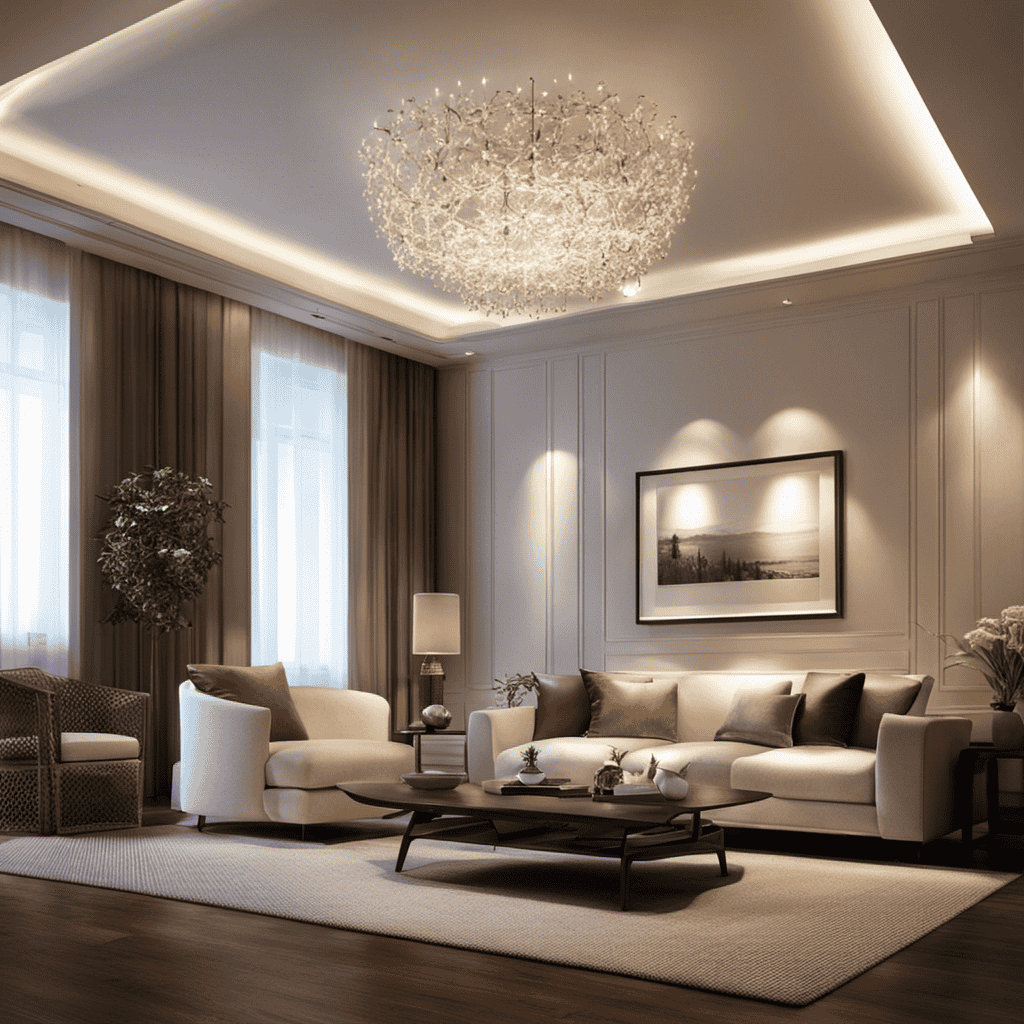 An image showcasing an elegant living room with soft, diffused lighting