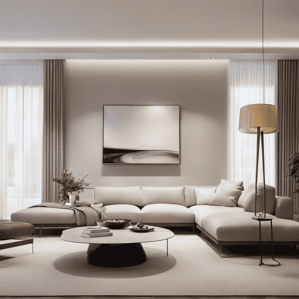 An image showcasing a serene living room, bathed in soft natural light