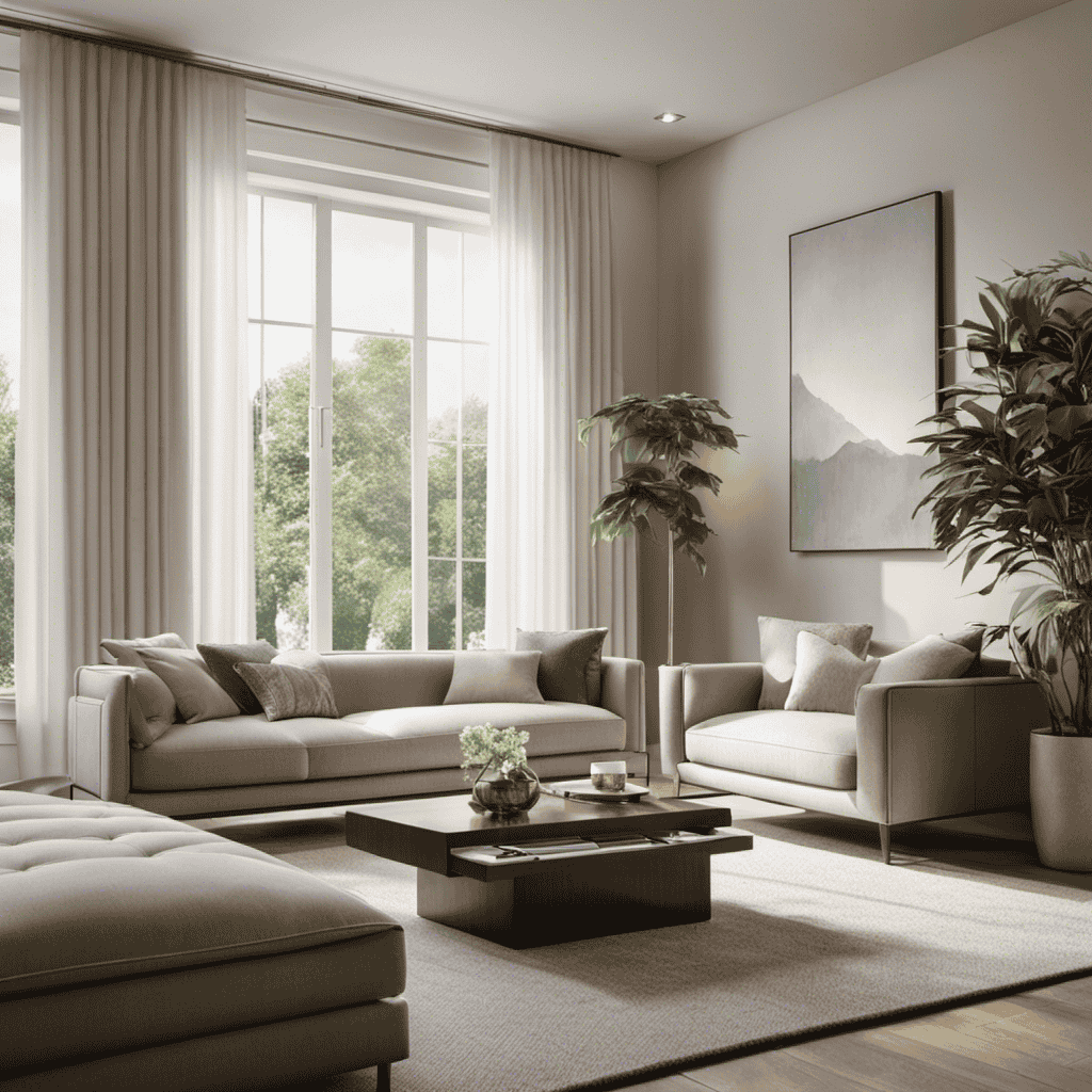 An image capturing a tranquil living room scene, bathed in soft natural light