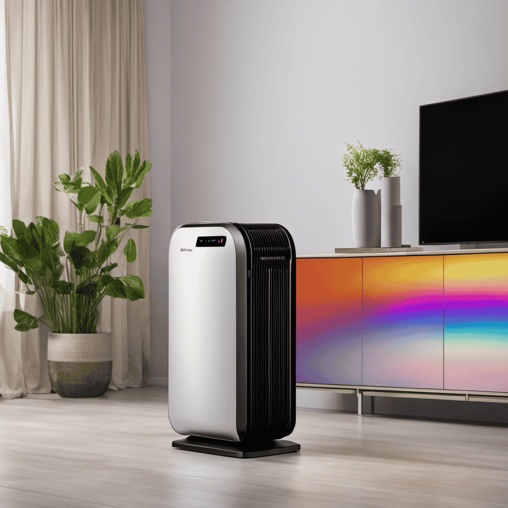 An image showcasing the Rainbow System Air Purifier E2 Series: a sleek, compact device with a cutting-edge filtration system