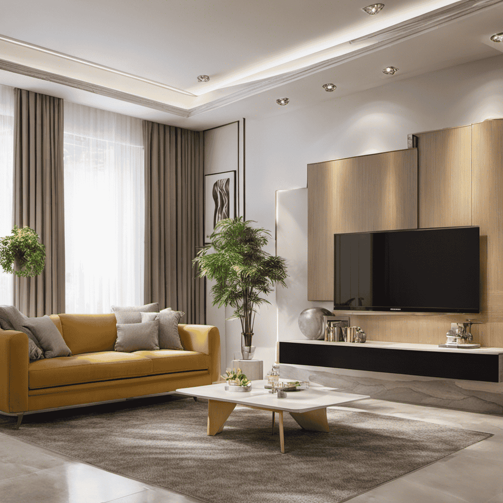 An image depicting a spacious living room filled with fresh, purified air