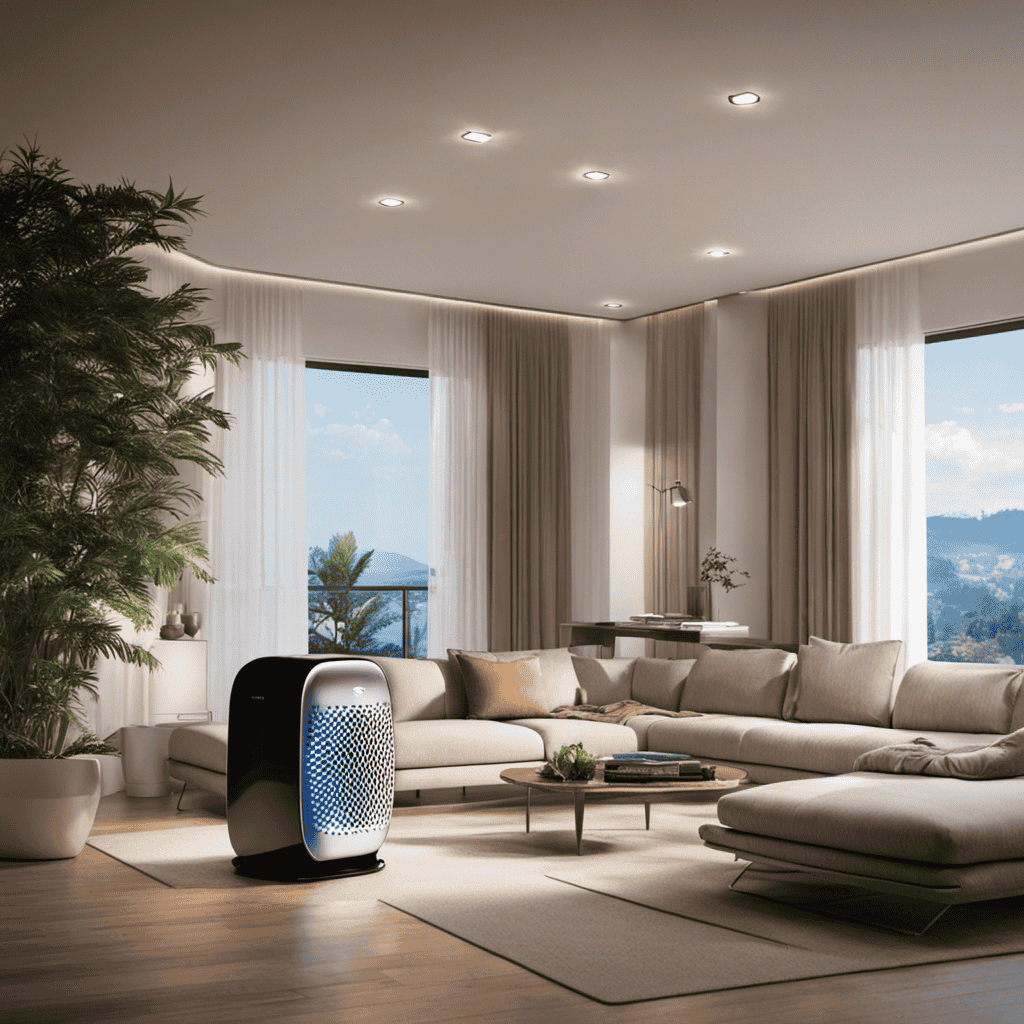 An image showcasing a spacious living room, beautifully lit with natural sunlight