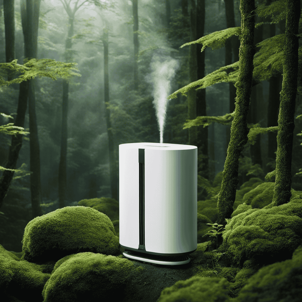 A visually captivating image showcasing a sleek Minus 2 Air Purifier amidst a verdant forest backdrop