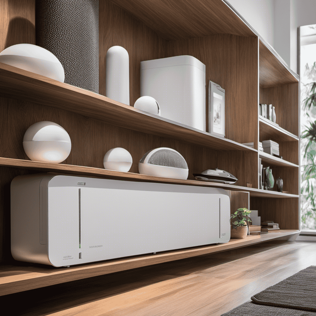 An image that showcases various air purifiers of different sizes, styles, and features, neatly arranged on a shelf