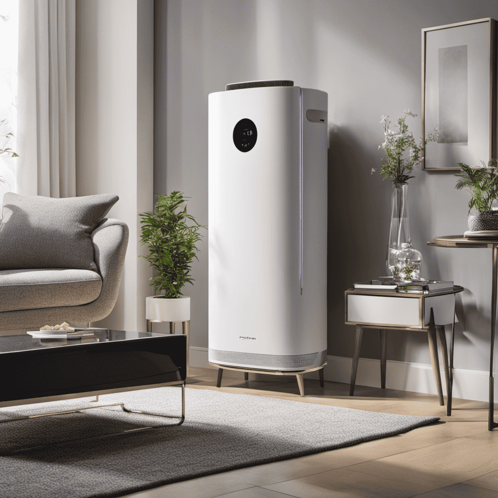 An image of a household setting with an air purifier, showcasing a diverse range of cost-related elements