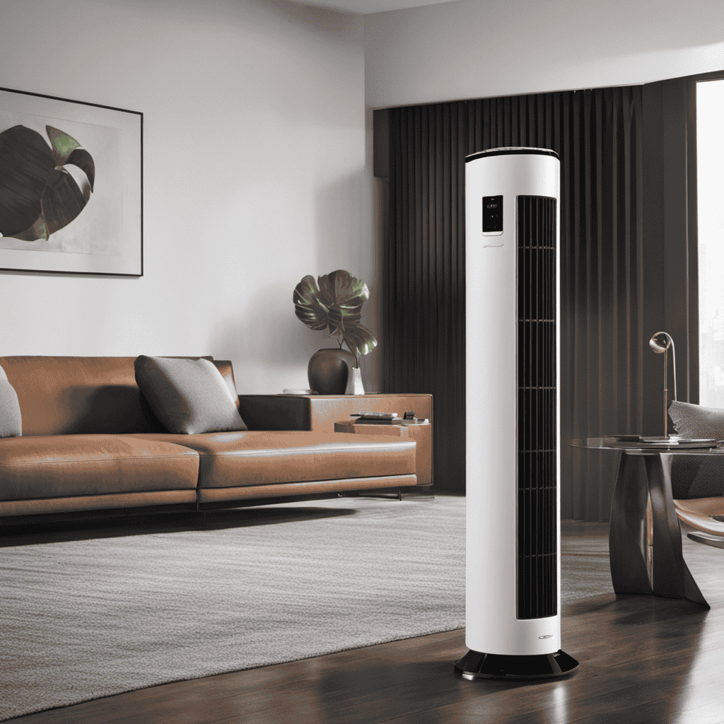 An image showcasing a sleek, state-of-the-art Lennox air purifier, exuding elegance and sophistication