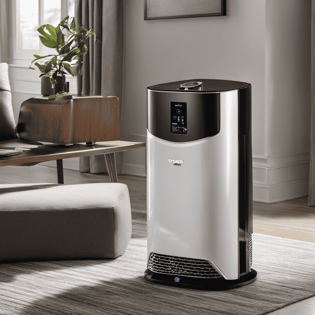 An image showcasing the sleek and modern design of the Shark Air Purifier, with its compact size and elegant color scheme