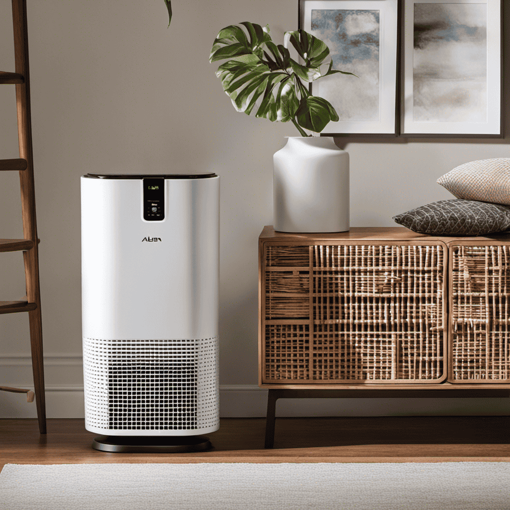 An image showcasing an Alen Air Purifier with a clean, brand-new air filter next to it