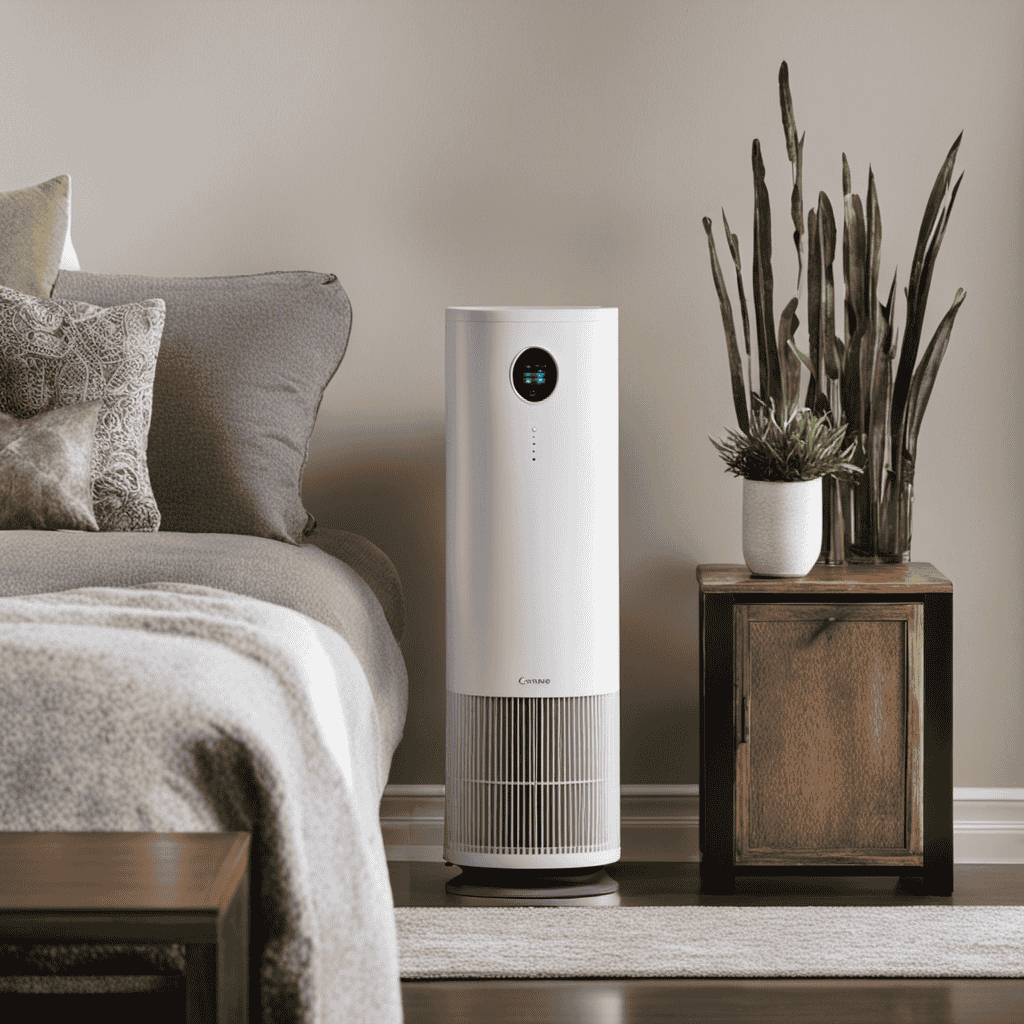 An image showcasing an air purifier with a dusty, clogged filter that desperately needs changing
