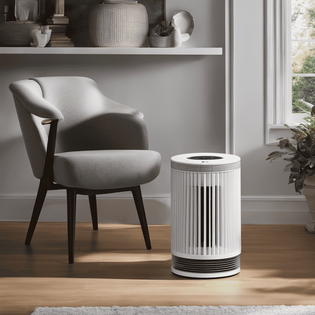 An image capturing a pristine air purifier filter gradually transforming into a clogged and dusty one over time, with particles vividly caught in the filter's fibers, conveying the importance of timely filter replacements