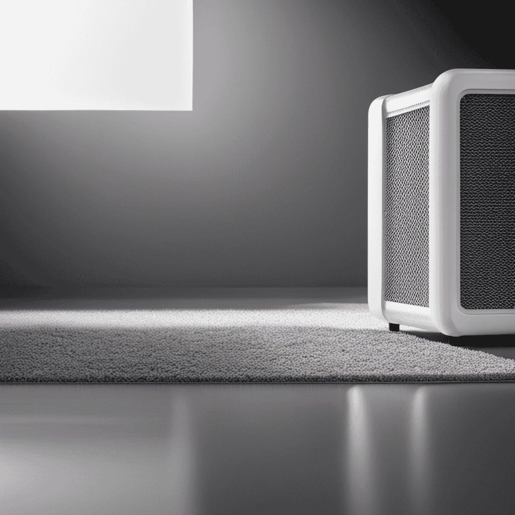 An image showing a clean, white air purifier filter next to a dusty, gray filter, highlighting the stark contrast