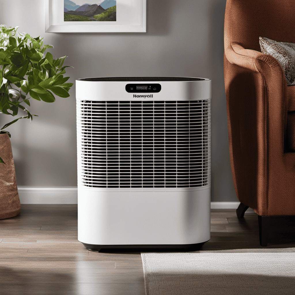 An image showcasing a clean, well-maintained Honeywell air purifier with a fresh filter in place, contrasting against a faded, dirty filter nearby