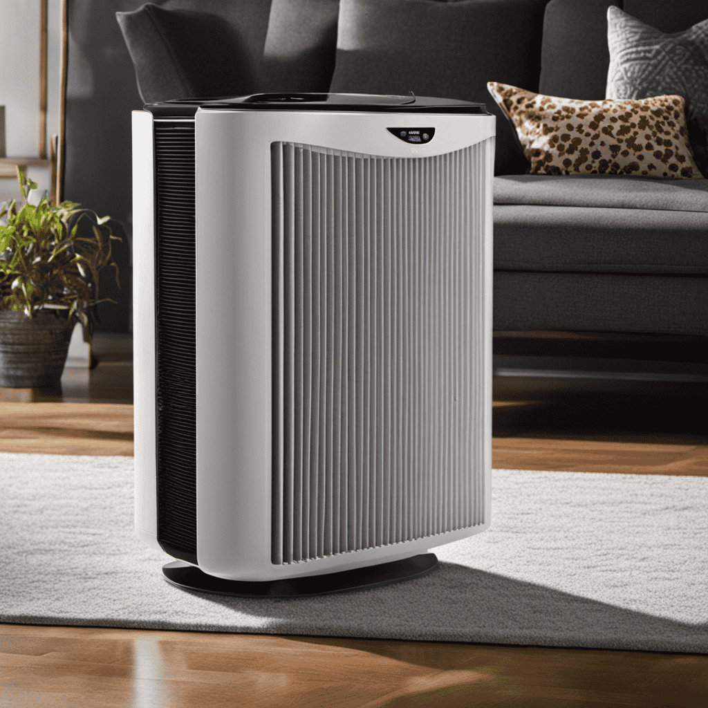 An image that showcases a brand new, clean carbon filter being inserted into an air purifier while contrasting against a dirty, clogged filter being removed, emphasizing the importance of regular filter changes