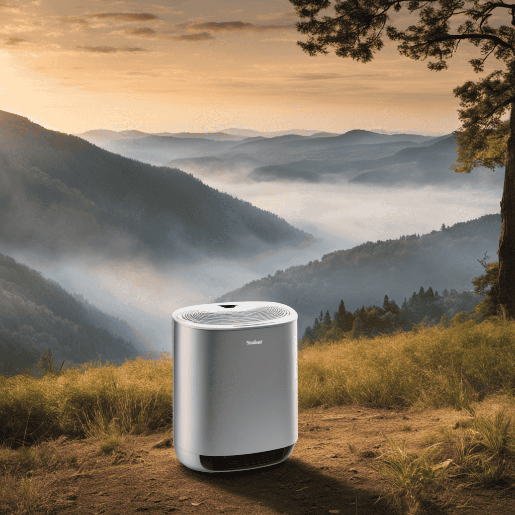 An image that showcases a well-maintained air purifier with a brand new filter, surrounded by a calendar