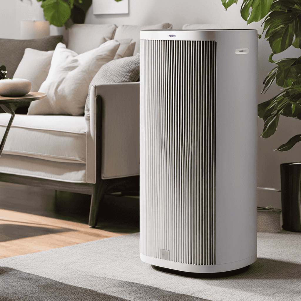 An image showcasing an air purifier with a clean, fresh filter