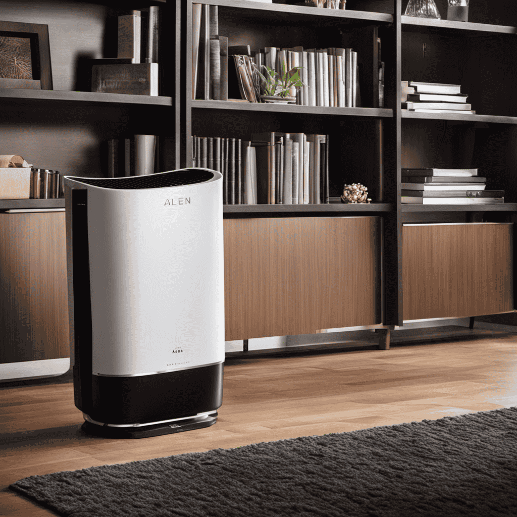 An image that showcases the sleek and modern design of the Alen A350 Air Purifier Model, highlighting its advanced features and cutting-edge technology, while conveying a sense of timeless elegance