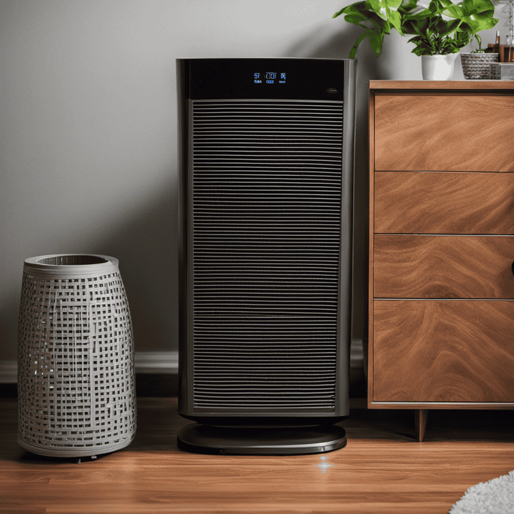 An image showcasing a step-by-step guide on changing the air filter of Air Purifier Model 30832