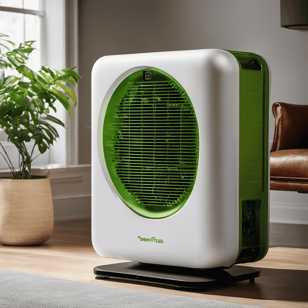 An image showcasing a close-up of a Green Air Pro Air Purifier, with a carefully illustrated step-by-step process of replacing the fuse
