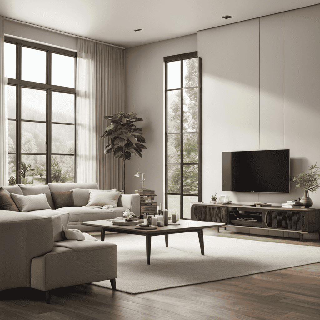 An image showcasing a cozy living room with clean, fresh air