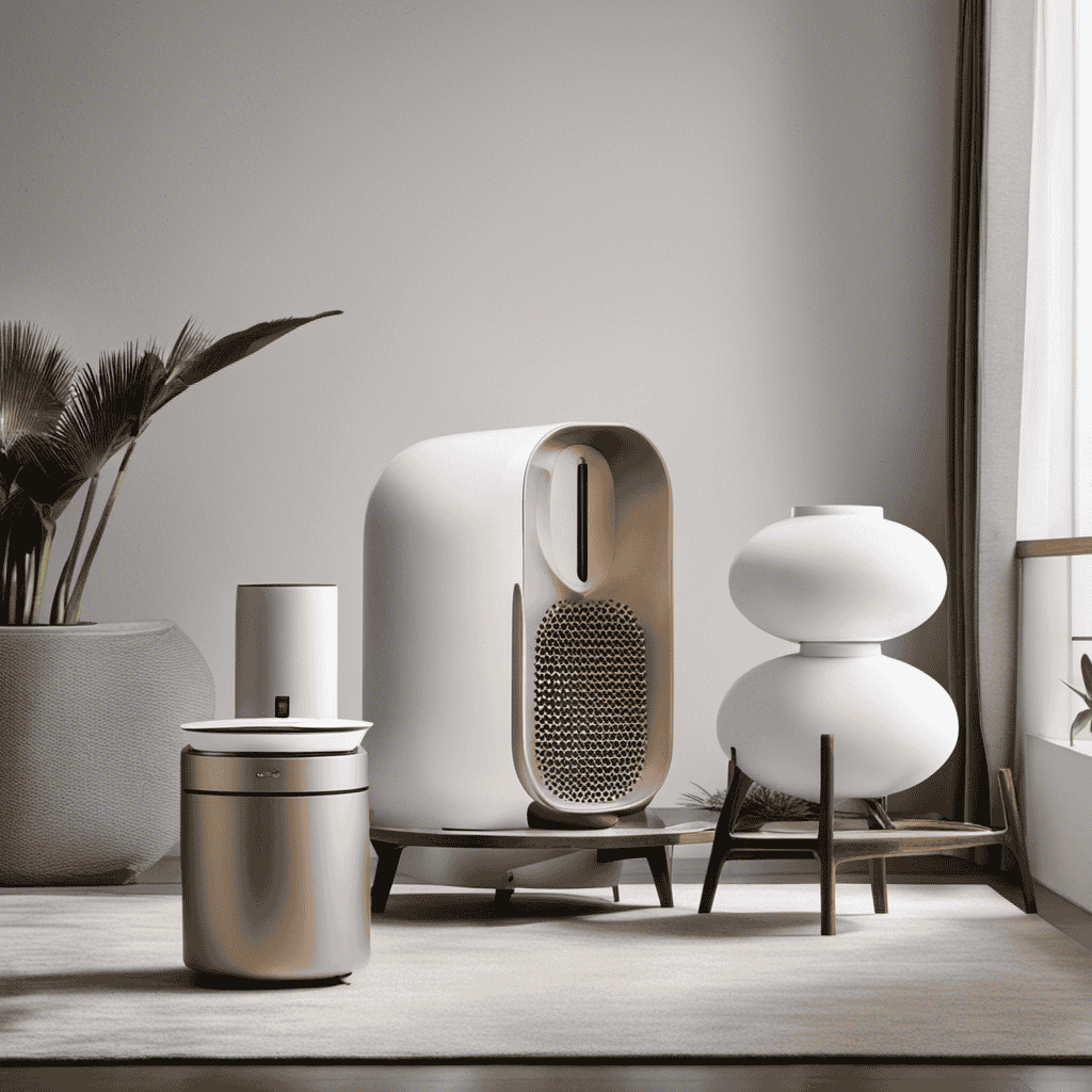 An image showcasing a variety of air purifiers, with different sizes, shapes, and filters