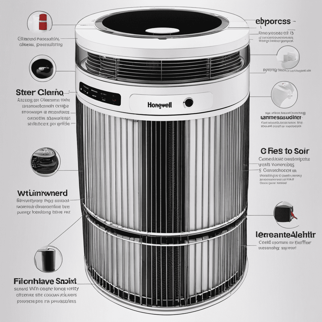 An image showcasing the step-by-step process of cleaning a Honeywell Air Purifier 17000
