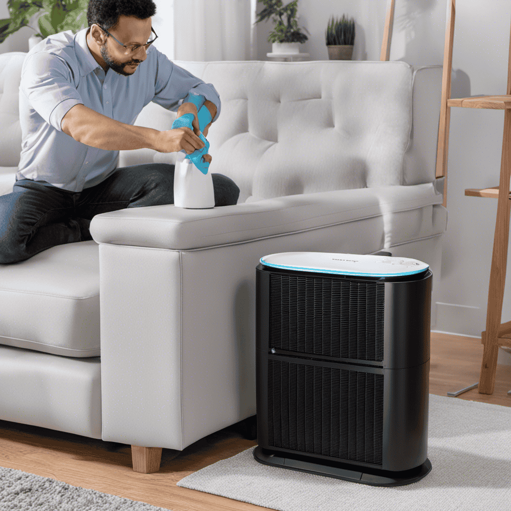 An image showcasing the step-by-step process of thoroughly cleaning an air purifier